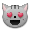 Mosolygó macska arca szív alakú szemmel