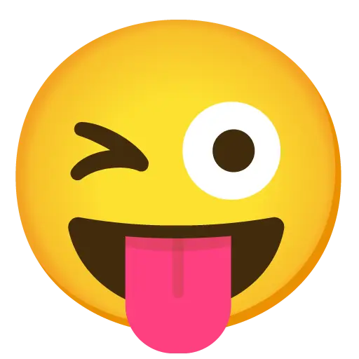 突き出た舌とまばたきの目をした顔
