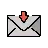 Envelope com a seta para baixo acima