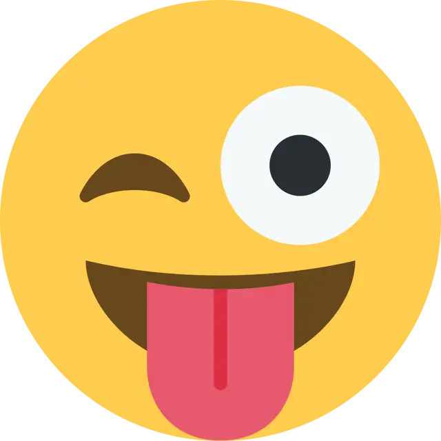 突き出た舌とまばたきの目をした顔