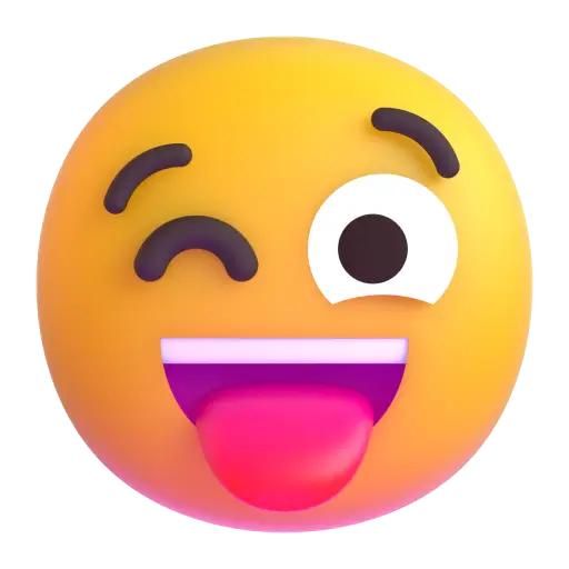 突き出た舌とまばたきの目をした顔
