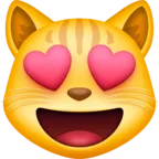 Mosolygó macska arca szív alakú szemmel