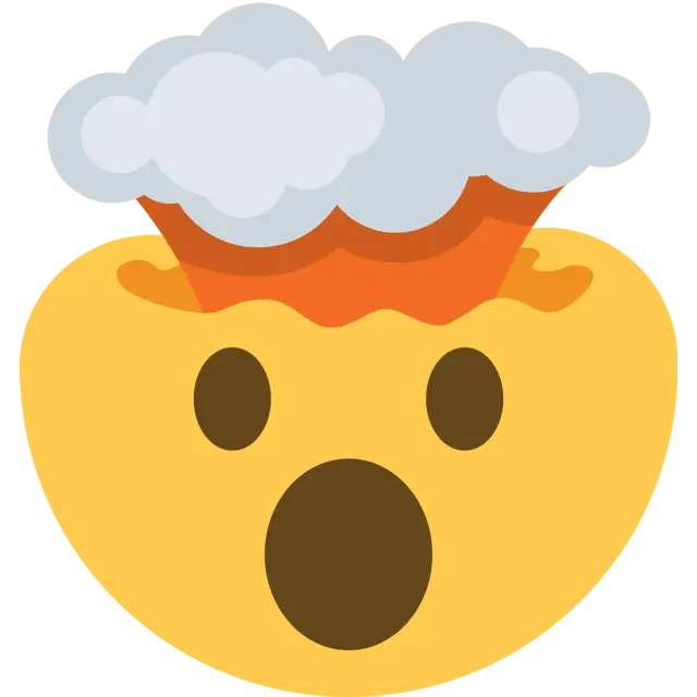 爆発の頭を持つショックを受けた顔