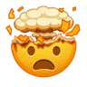 爆発の頭を持つショックを受けた顔