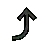 Seta apontando para a direita, em seguida, curvando-se para cima