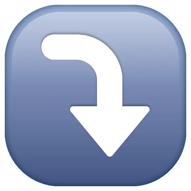 Seta apontando para a direita e depois curvando para baixo