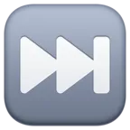 Fekete jobbra mutató kettős háromszög, függőleges sávval